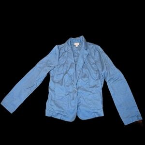 J Jill Teal Green Linen & Cotton Lightweight Blazer size M